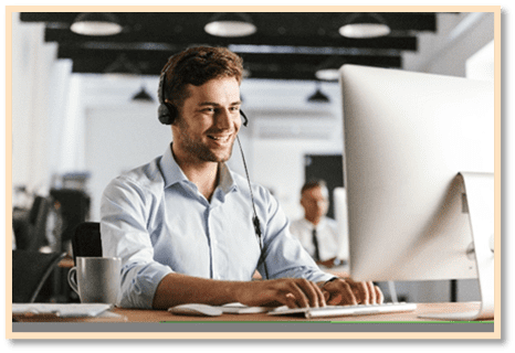 A smiling virtual assistant fulfills medical billing tasks for an outsourcing hospital, ensuring that he meets the medical institution