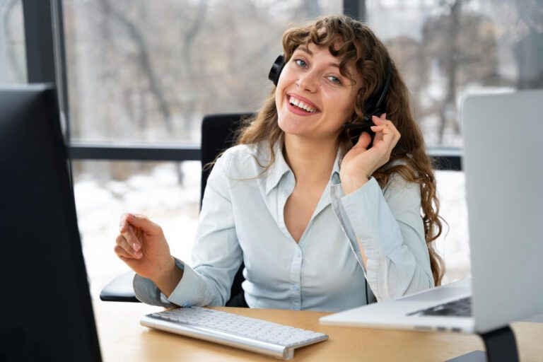 A Nordic couple connects with a Nordic e-commerce call center services representative via live chat to ask for product info. and pricing for various cookware products for their respective family members for Christmas; there are presents already wrapped in red, sea green, and white Christmas wrapping paper on the table, and the couple is smiling as they type their requests into the laptop.